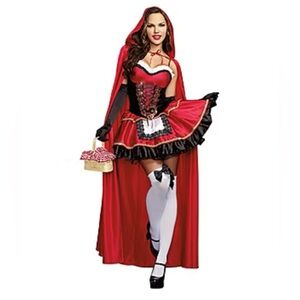Coquette Flirty Sexy Chic Little Red Riding Hood Costume Dress and Cape Size M